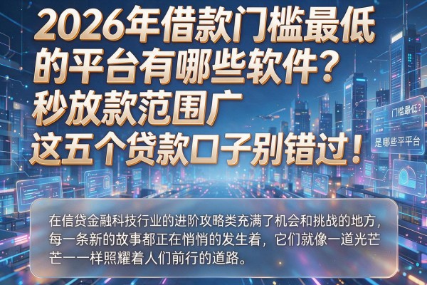 2026年借款门槛最低的平台有哪些软件？秒放款范围广，这五个贷款口子别错过！
