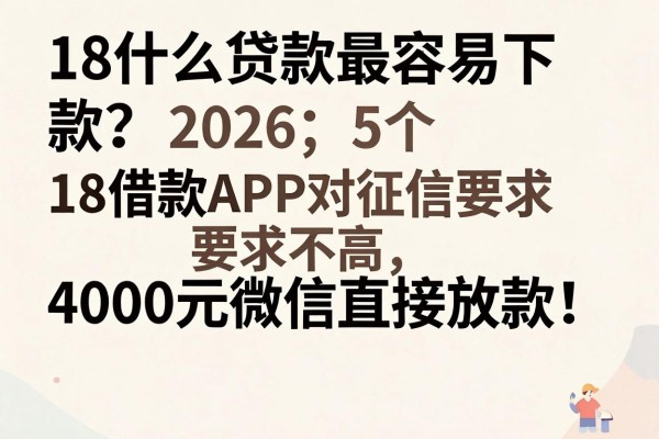 18什么贷款最容易下款？2026这5个18借款APP对征信要求不高，4000元微信直接放款！