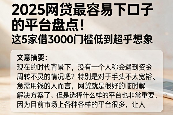 2025网贷最容易下口子的平台盘点！这5家借3000门槛低到超乎想象