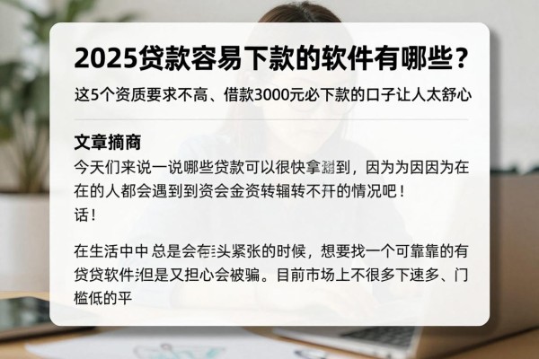 2025贷款容易下款的软件有哪些?这5个资质要求不高、借款3000元必下款的口子让人太舒心