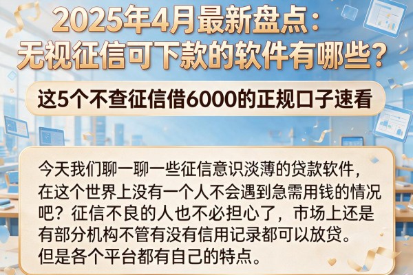 2025年4月最新盘点：无视征信可下款的软件有哪些？这5个不查征信借6000的正规口子速看