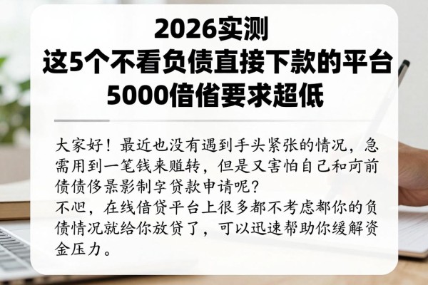 2026实测！这5个不看负债直接下款的平台，5000借款要求超低