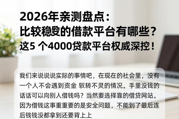 2026年亲测盘点:比较稳妥的借款平台有哪些?这5个4000贷款平台权威深挖!