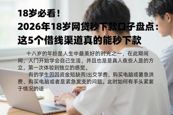 18岁必看!2026年18岁网贷秒下款口子盘点:这5个借钱渠道真的能秒下款