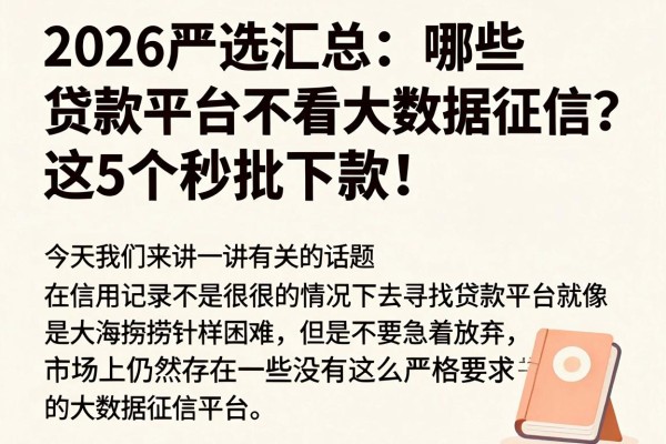 2026严选汇总:哪些贷款平台不看大数据征信?这5个秒批下款!