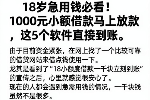 18岁急用钱必看！1000元小额借款马上放款，这5个软件直接到账