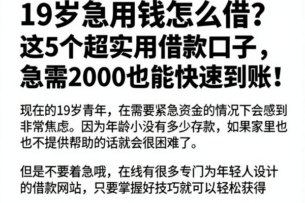 19岁急用钱怎么借?这5个超实用借款口子,急需2000也能快速到账!