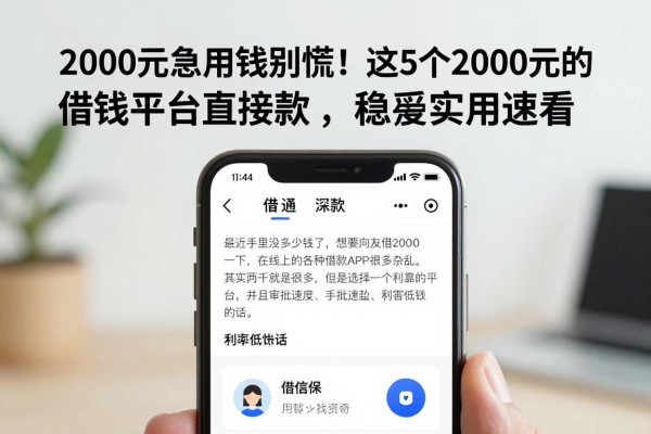 2000元急用钱别慌!这5个2000元的借钱平台直接放款,稳妥实用速看