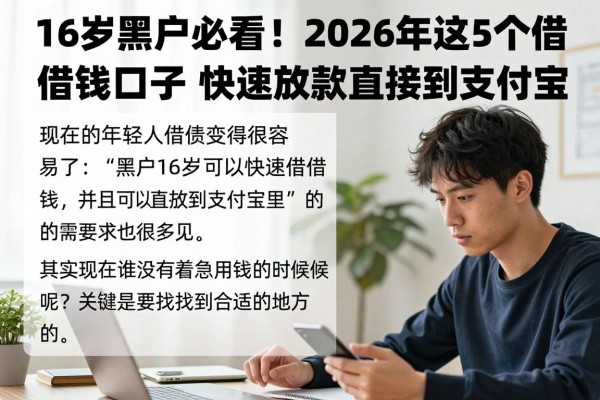 16岁黑户必看!2026年这5个借钱口子快速放款直接到支付宝