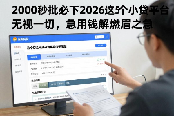 2000秒批必下!2026这5个小贷平台无视一切,急用钱速解燃眉之急