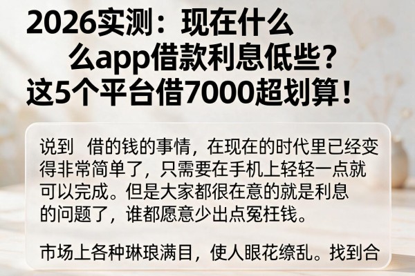 2026实测：现在什么app借款利息低些？这5个平台借7000超划算！