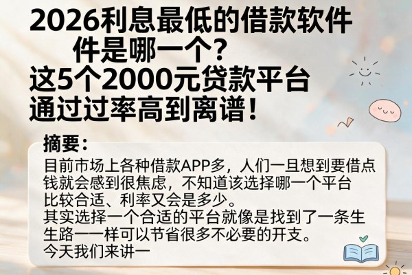 2026利息最低的借款软件是哪一个？这5个2000元贷款平台通过率高到离谱！