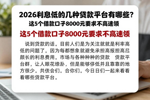 2026利息低的几种贷款平台有哪些?这5个借款口子8000元要求不高速领