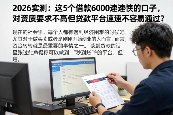 2026实测：这5个借款6000速度快的口子，对资质要求不高但贷款平台速度快不容易通过？