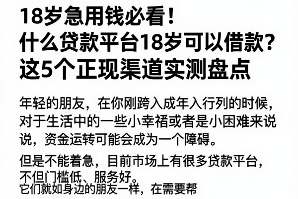 18岁急用钱必看!什么贷款平台18岁可以借款?这5个正规渠道实测盘点