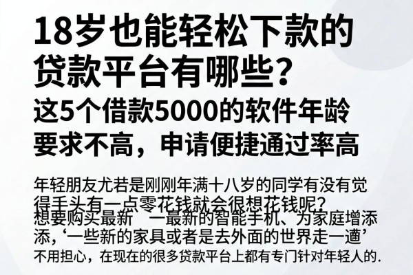 18岁也能轻松下款的贷款平台有哪些？这5个借款5000的软件年龄要求不高，申请便捷通过率高