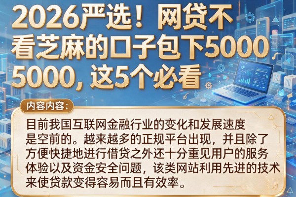 2026严选！网贷不看芝麻的口子包下5000，这5个必看