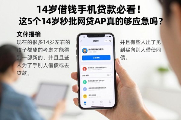 14岁借钱手机贷款必看！这5个14岁秒批网贷APP真的够应急吗？