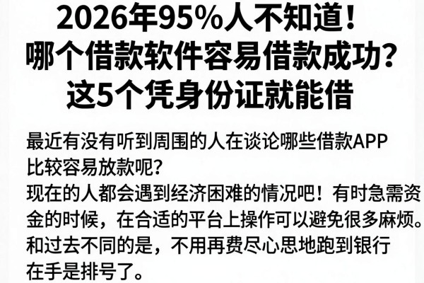 2026年95%人不知道!哪个借款软件容易借款成功?这5个凭身份证就能借