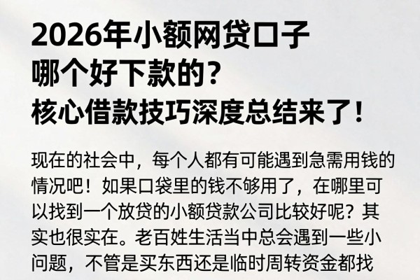 2026年小额网贷口子哪个好下款的?核心借款技巧深度总结来了!