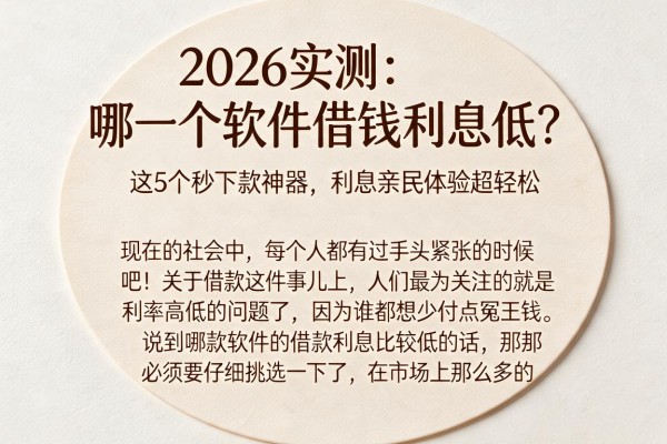 2026实测：哪一个软件借钱利息低？这5个秒下款神器，利息亲民体验超轻松