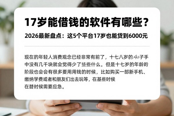 17岁能借钱的软件有哪些?2026最新盘点:这5个平台17岁也能贷到6000元