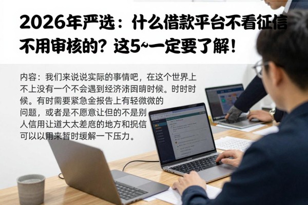 2026年严选：什么借款平台不看征信不用审核的？这5个你一定要了解！