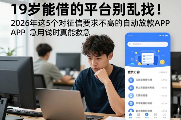 19岁能借的平台别乱找!2026年这5个对征信要求不高的自动放款APP,急用钱时真能救急