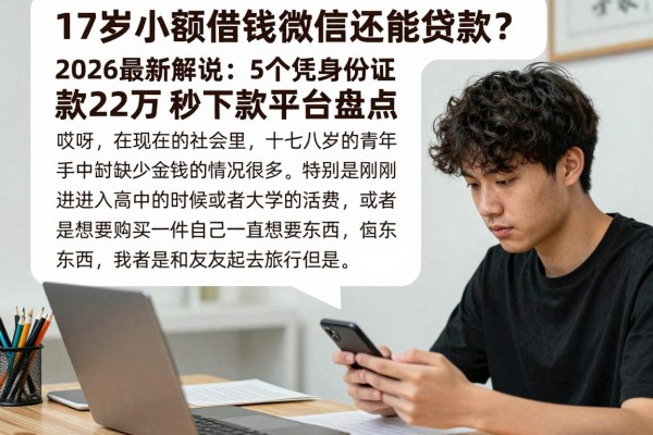 17岁小额借钱微信还能贷款？2026最新解说：5个凭身份证借款2万秒下款平台盘点