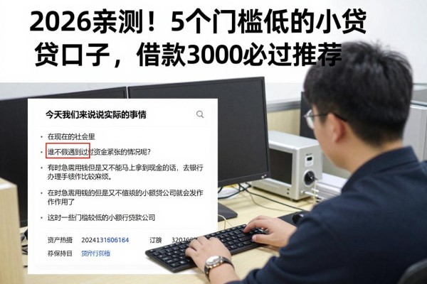 2026亲测!5个门槛低的小贷口子,借款3000必过推荐