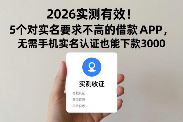 2026实测有效！5个对实名要求不高的借款APP，无需手机实名认证也能下款3000
