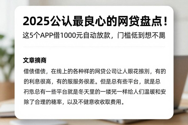 2025公认最良心的网贷盘点!这5个APP借1000元自动放款,门槛低到想不到