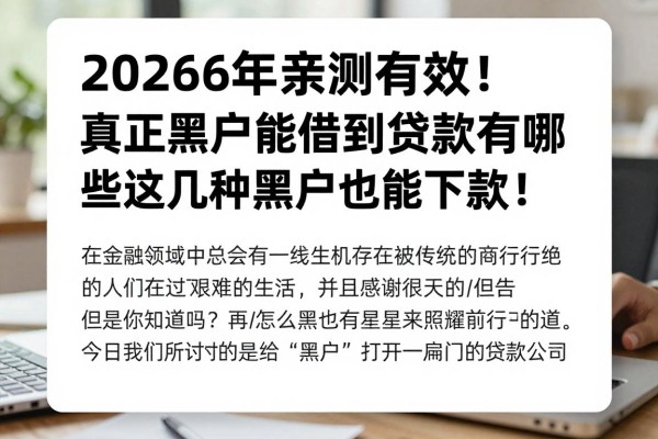 2026年亲测有效！真正黑户能借到的贷款有哪些？这几种黑户也能下款！