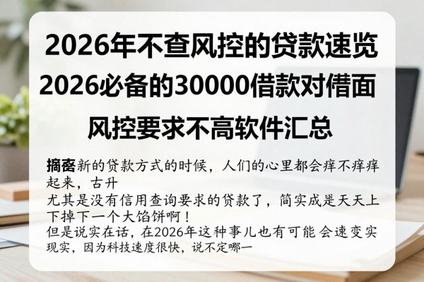 2026年不查风控的贷款速览!2026必备的30000借款对风控要求不高软件汇总