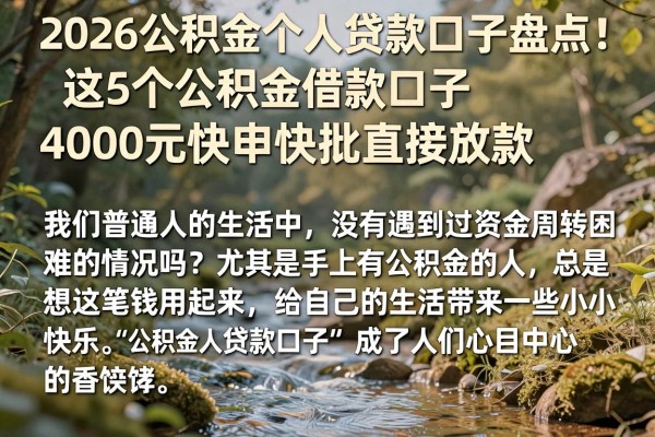 2026公积金个人贷款口子盘点!这5个公积金借款口子4000元快申快批直接放款