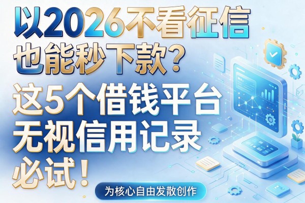 2026不看征信也能秒下款？这5个借钱平台无视信用记录，必试！