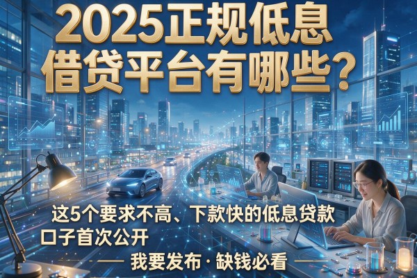 2025正规低息借贷平台有哪些？这5个要求不高、下款快的低息贷款口子首次公开，缺钱必看！