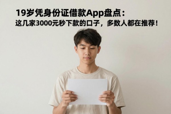 19岁凭身份证借款app盘点：这几家3000元秒下款的口子，多数人都在推荐！