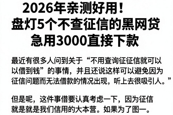 2026年亲测好用!盘点5个不查征信的黑网贷,急用3000直接下款