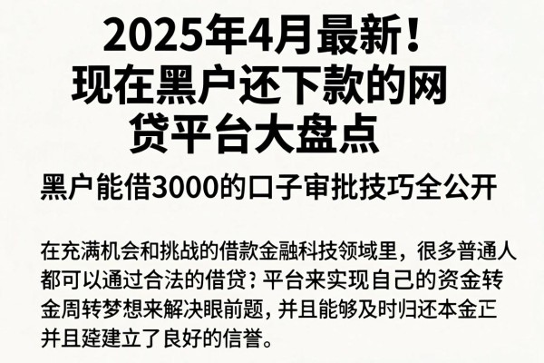 2025年4月最新!现在黑户还下款的网贷平台大盘点,黑户能借3000的口子审批技巧全公开