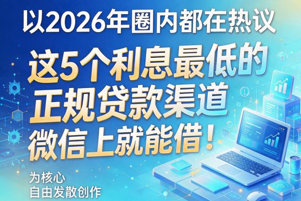 2026年圈内都在热议：这5个利息最低的正规贷款渠道，微信上就能借！