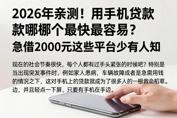 2026年亲测!用手机贷款哪个最快最容易?急借2000元这些平台少有人知