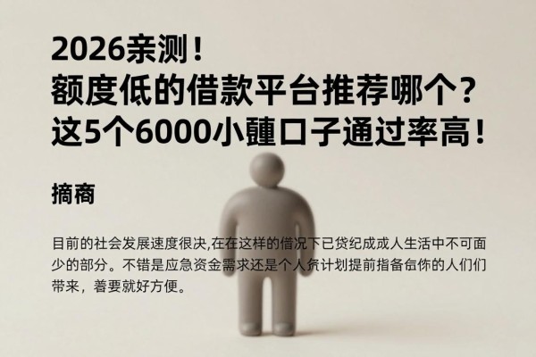 2026亲测！额度低的借款平台推荐哪个？这5个6000小额口子通过率高！