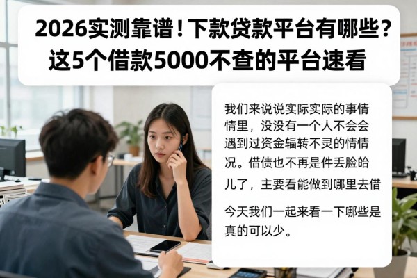 2026实测靠谱！下款贷款平台有哪些？这5个借款5000不查的平台速看