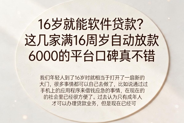 16岁就能软件贷款？这几家满16周岁自动放款6000的平台口碑真不错