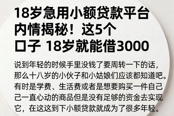 18岁急用小额贷款平台内情揭秘!这5个口子18岁就能借3000