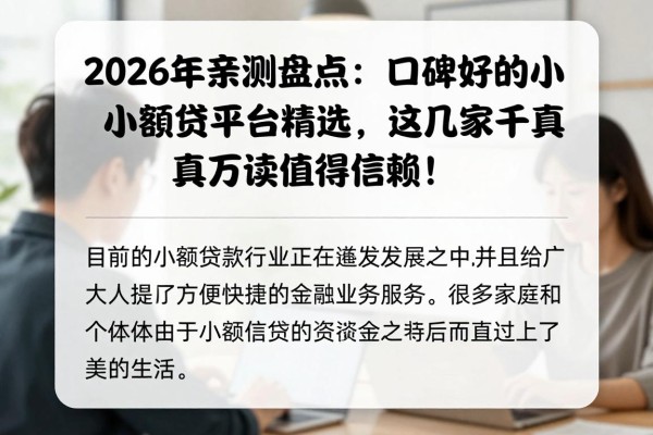 2026年亲测盘点:口碑好的小额贷平台精选,这几家千真万确值得信赖!