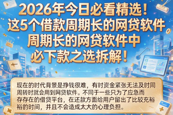 2026年今日必看精选！这5个借款周期长的网贷软件，周期长的网贷软件中必下款之选拆解！