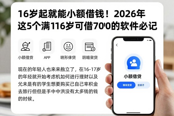 16岁起就能小额借钱!2026年这5个满16岁可借7000的软件必记