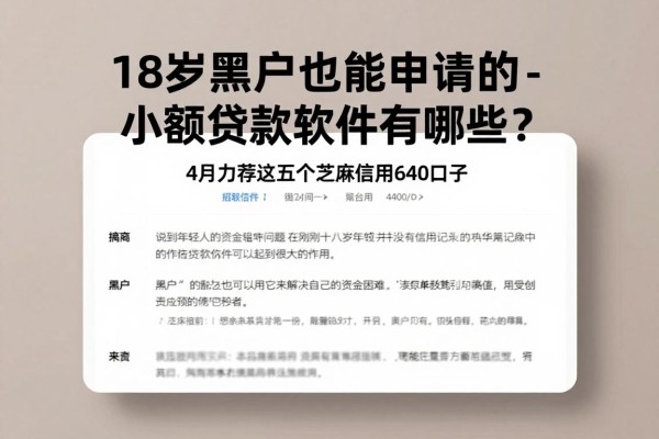 18岁黑户也能申请的小额贷款软件有哪些?4月力荐这五个芝麻信用640口子